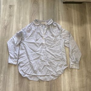 Loft women’s blouse size medium blue and white pullover button up never worn